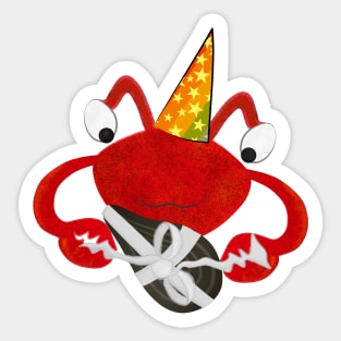 Beach party for the birthday crab Sticker